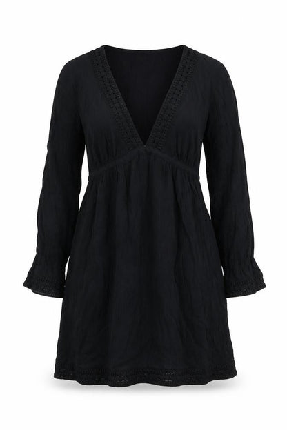 Next Womens Black Cotton A-Line Size 10 Round Neck Pullover