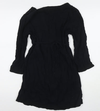 Next Womens Black Cotton A-Line Size 10 Round Neck Pullover