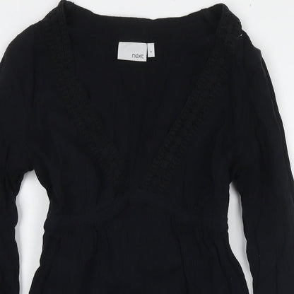 Next Womens Black Cotton A-Line Size 10 Round Neck Pullover