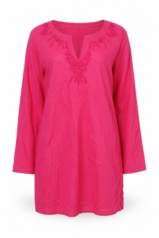 Cherokee Womens Pink Cotton A-Line Size M V-Neck Pullover