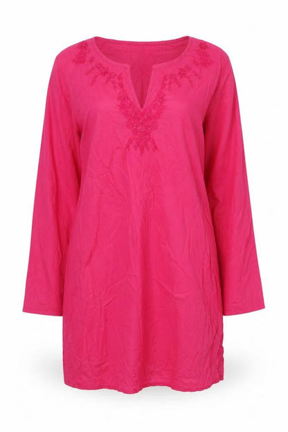 Cherokee Womens Pink Cotton A-Line Size M V-Neck Pullover