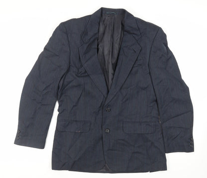 Additional front view of SCOTT men’s blue striped polyester jacket suit jacket, size 40, regular