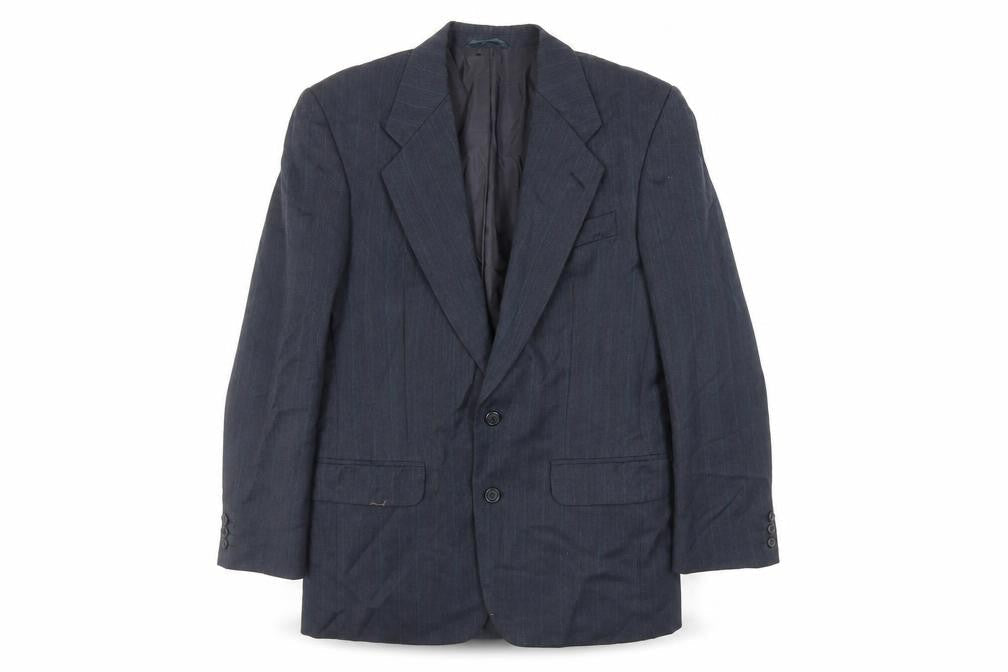 SCOTT Mens Blue Striped Polyester Jacket Suit Jacket Size 40 Regular