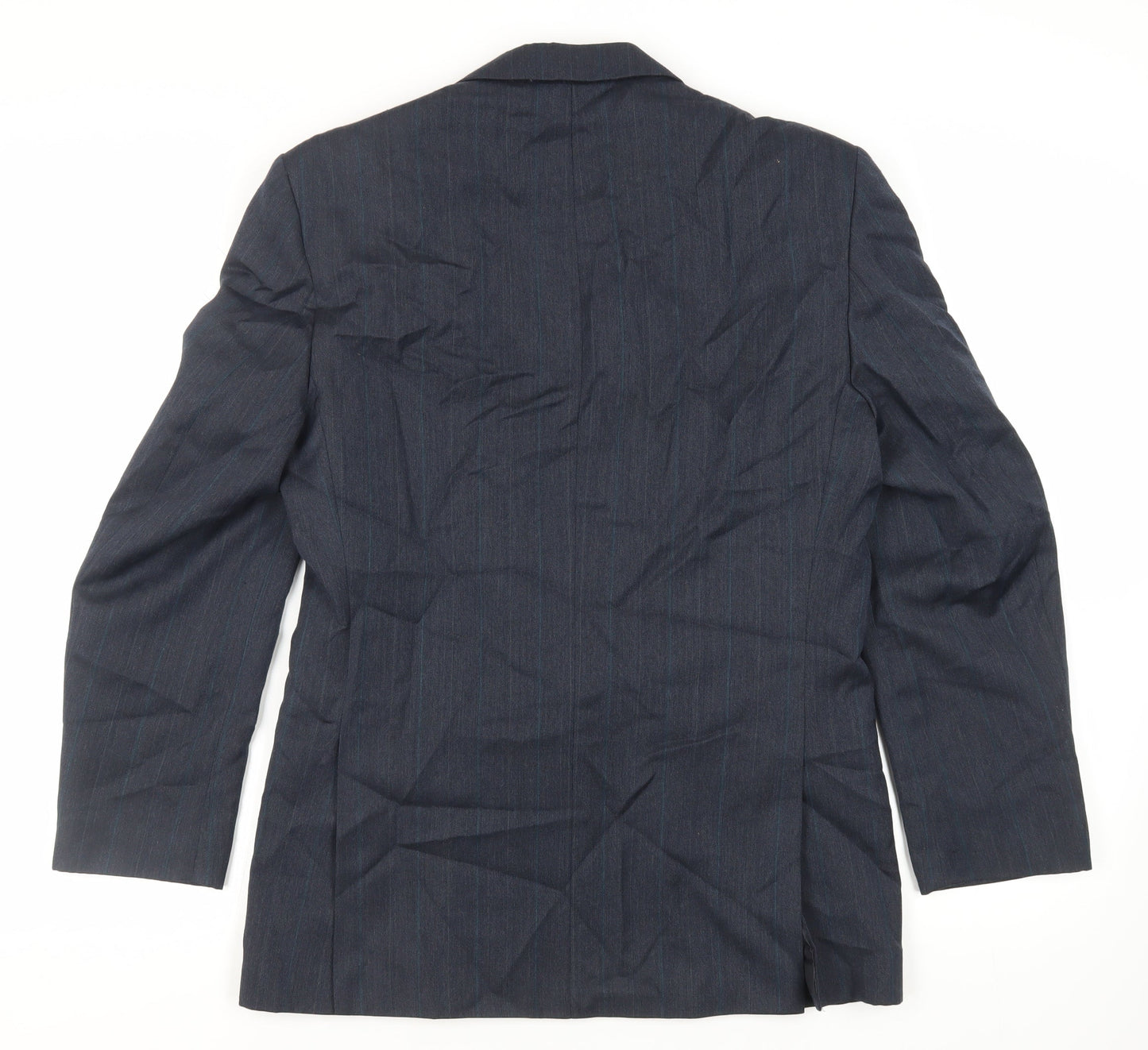 SCOTT Mens Blue Striped Polyester Jacket Suit Jacket Size 40 Regular