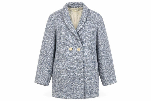 Mango Womens Blue Overcoat Coat Size S Button