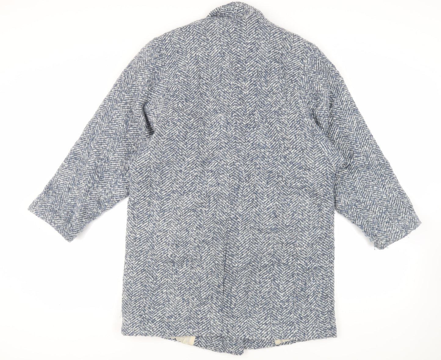 Mango Womens Blue Overcoat Coat Size S Button