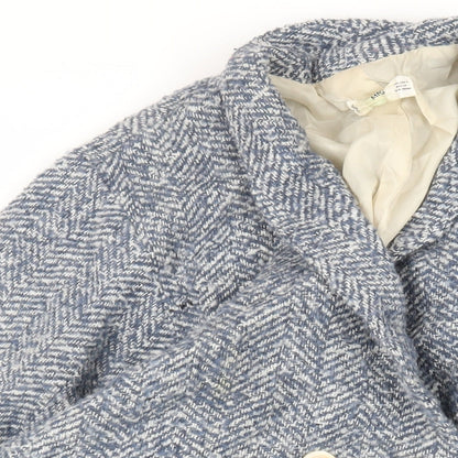 Mango Womens Blue Overcoat Coat Size S Button