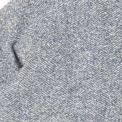 Mango Womens Blue Overcoat Coat Size S Button