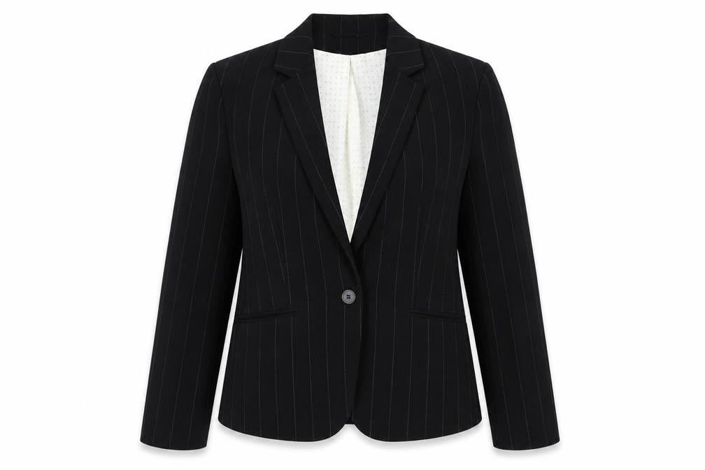 H&M Womens Black Striped Jacket Blazer Size 16 Button