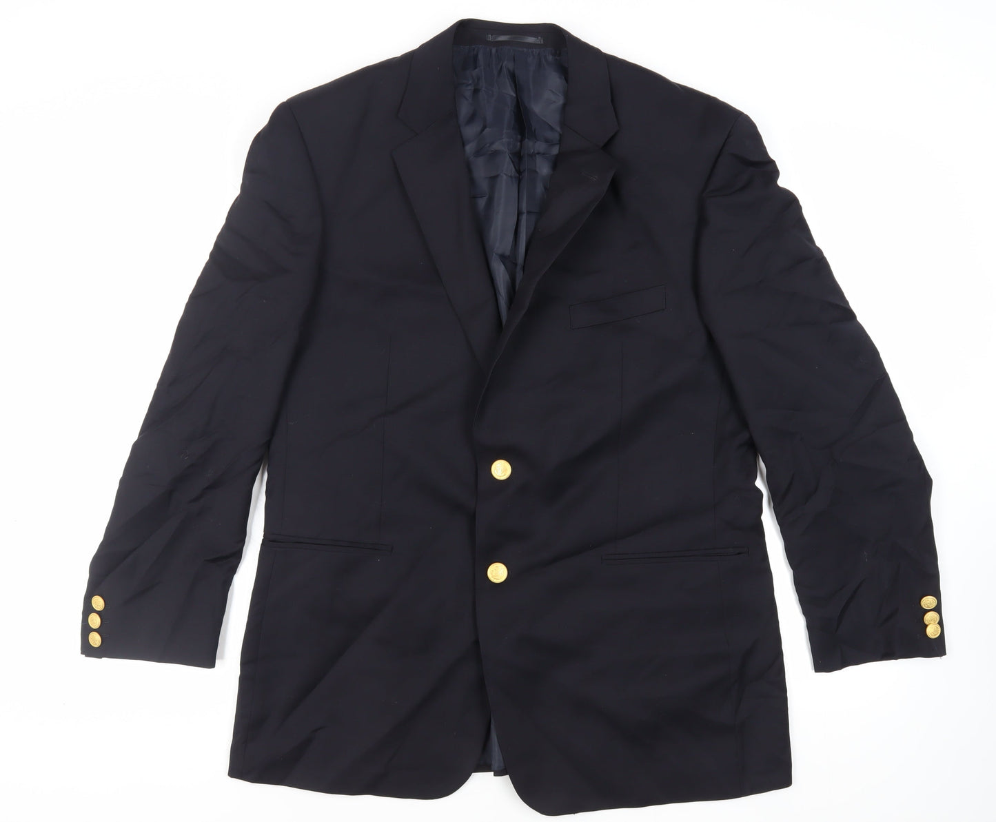 Terry de Havilland Mens Black Wool Jacket Blazer Size 44 Regular