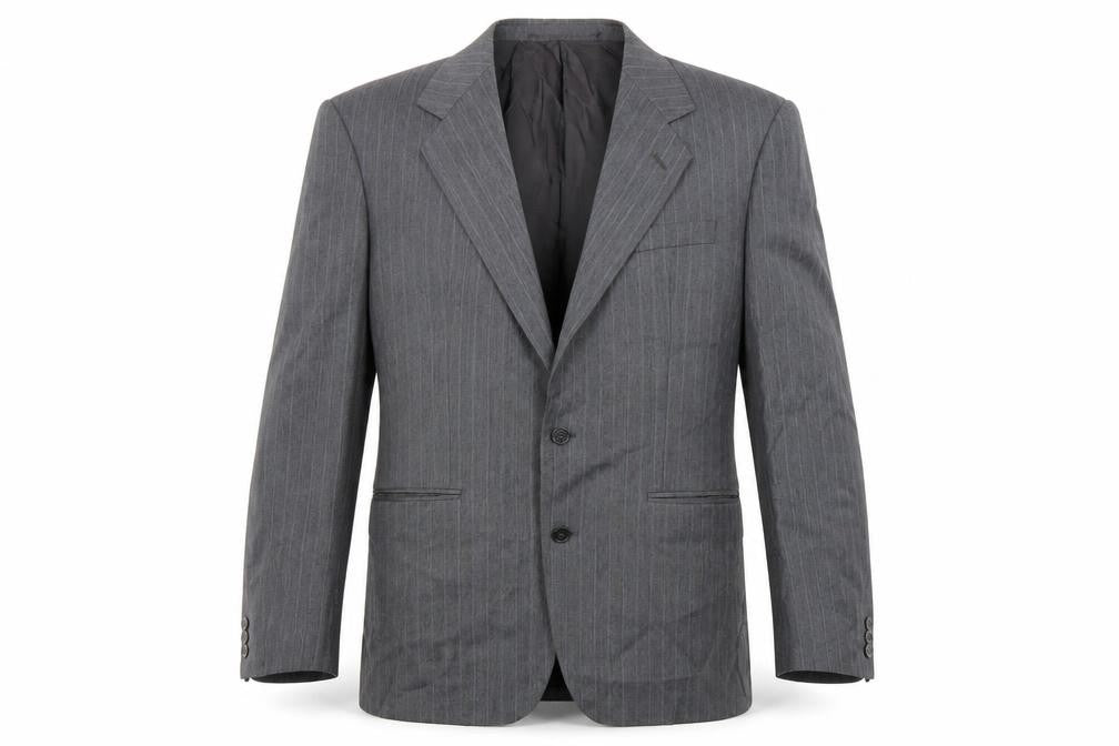 Marks & Spencer Mens Grey Striped Polyester Jacket Suit Jacket Size 42 Regular