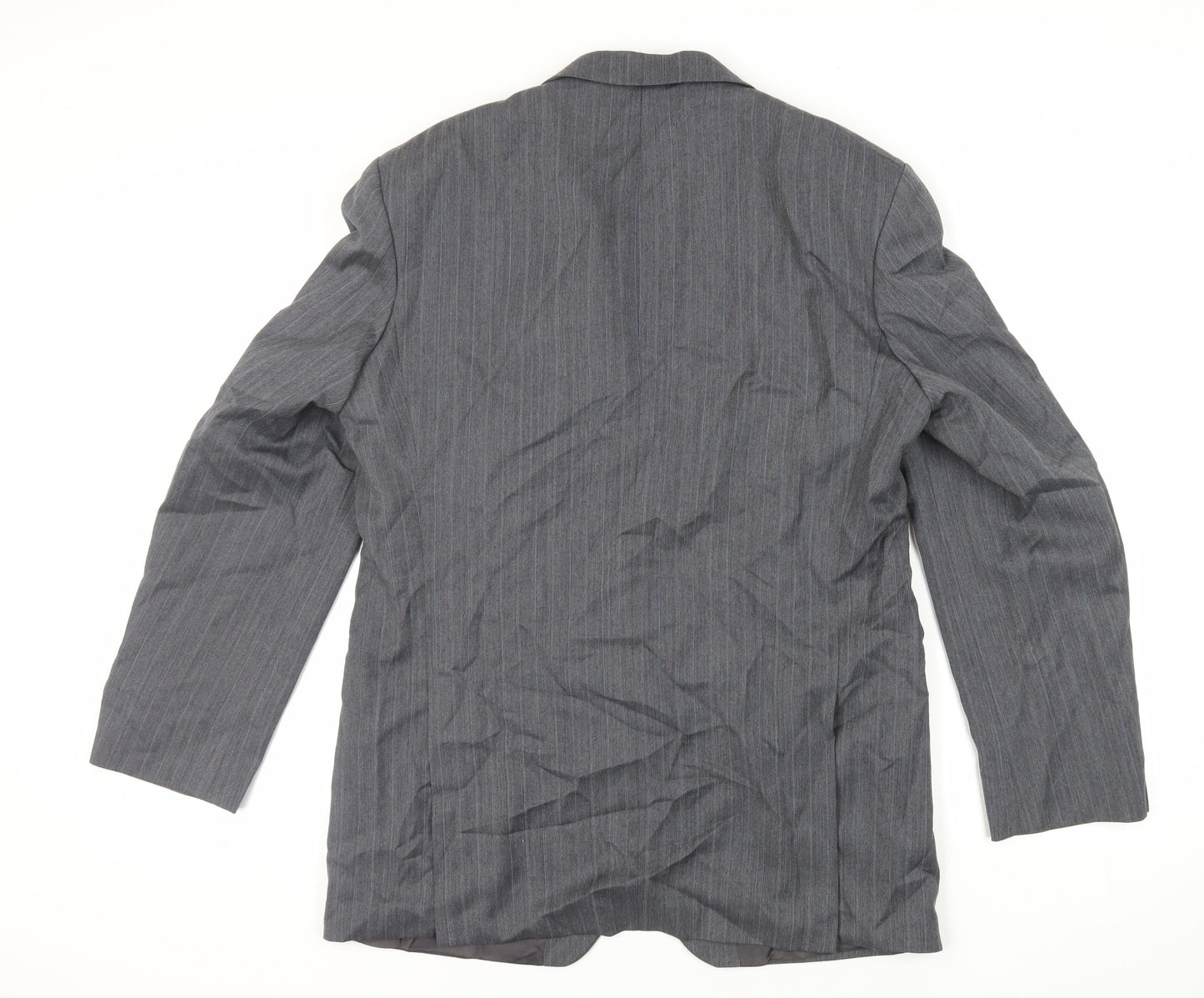 Marks and Spencer Mens Grey Striped Polyester Jacket Suit Jacket Size 42 Regular