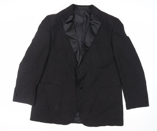 Marks and Spencer Mens Black Polyester Tuxedo Suit Jacket Size 46 Regular