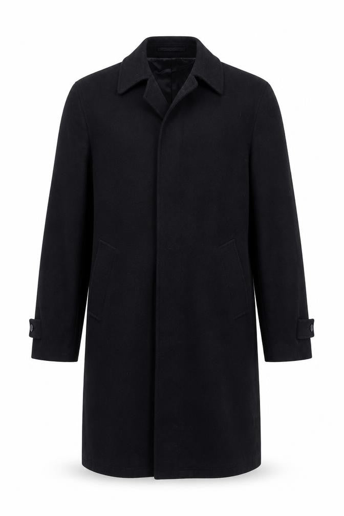 IMC Mens Black Overcoat Coat Size L Button