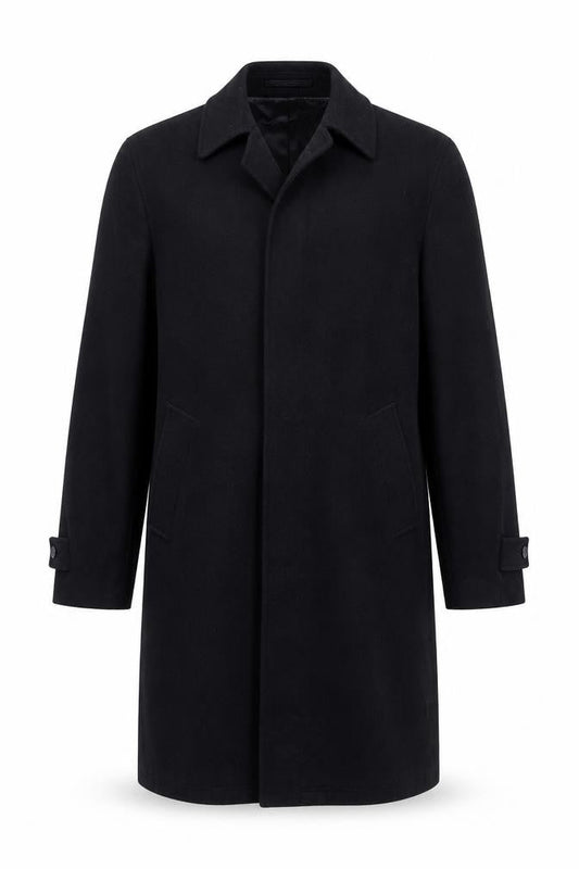 IMC Mens Black Overcoat Coat Size L Button