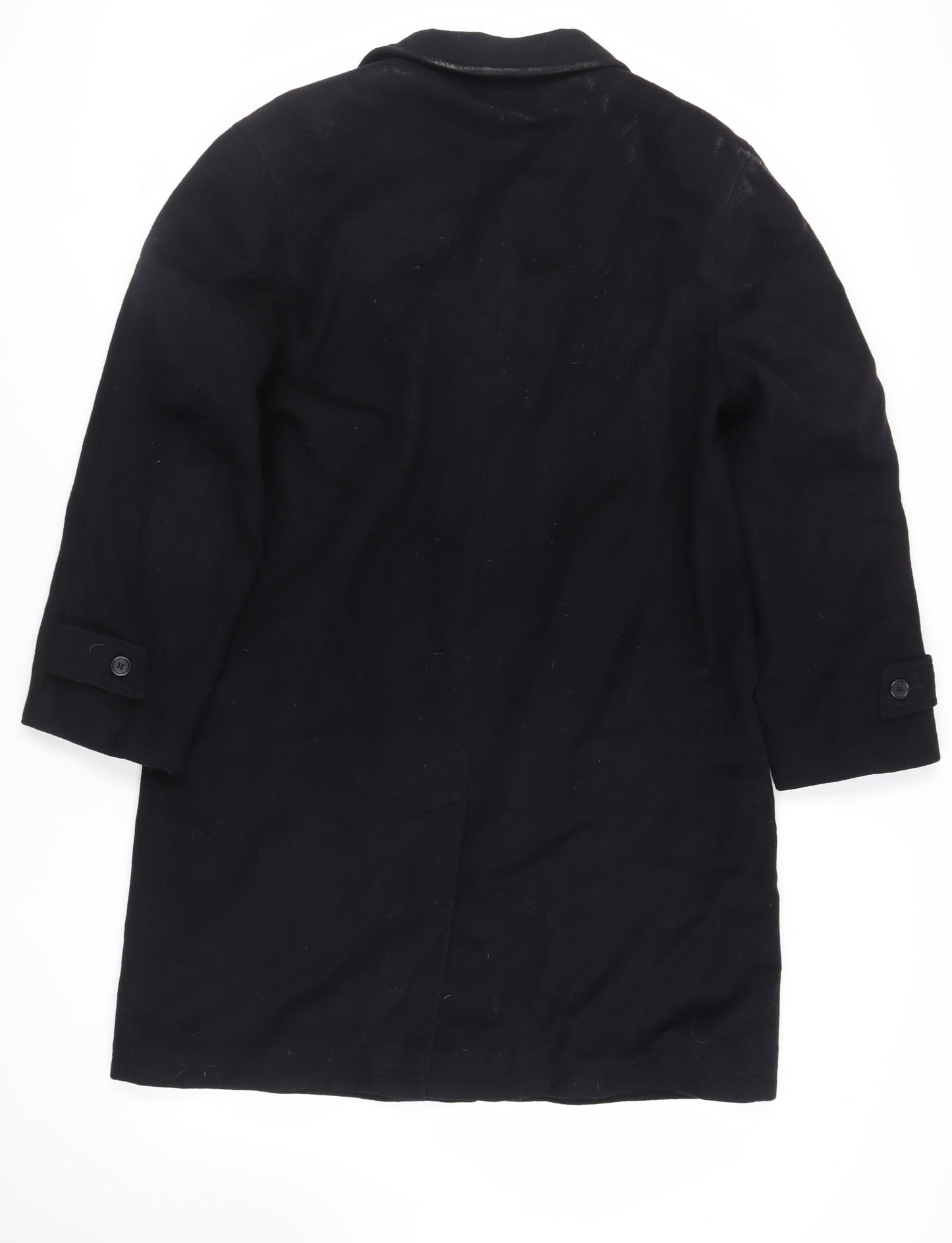 IMC Mens Black Overcoat Coat Size L Button
