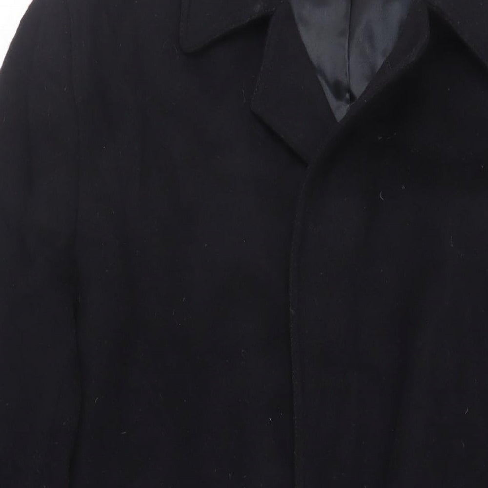 IMC Mens Black Overcoat Coat Size L Button
