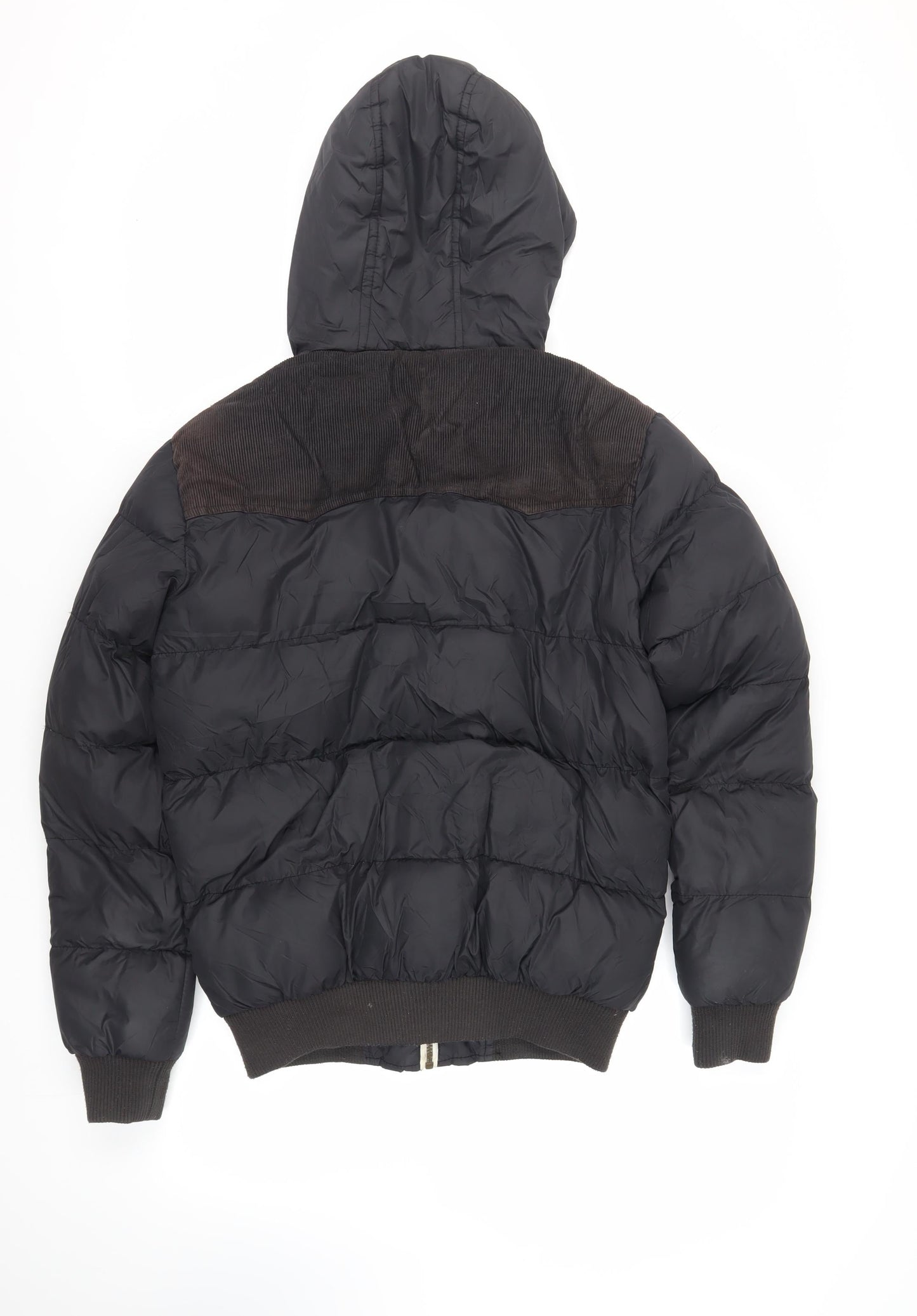 Brave Soul Mens Black Puffer Jacket Jacket Size S Zip - Hooded