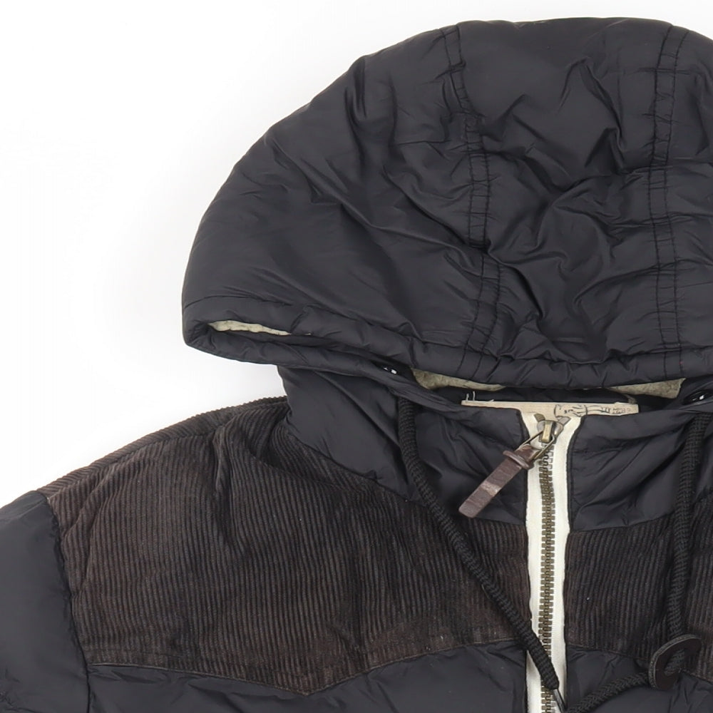 Brave Soul Mens Black Puffer Jacket Jacket Size S Zip - Hooded
