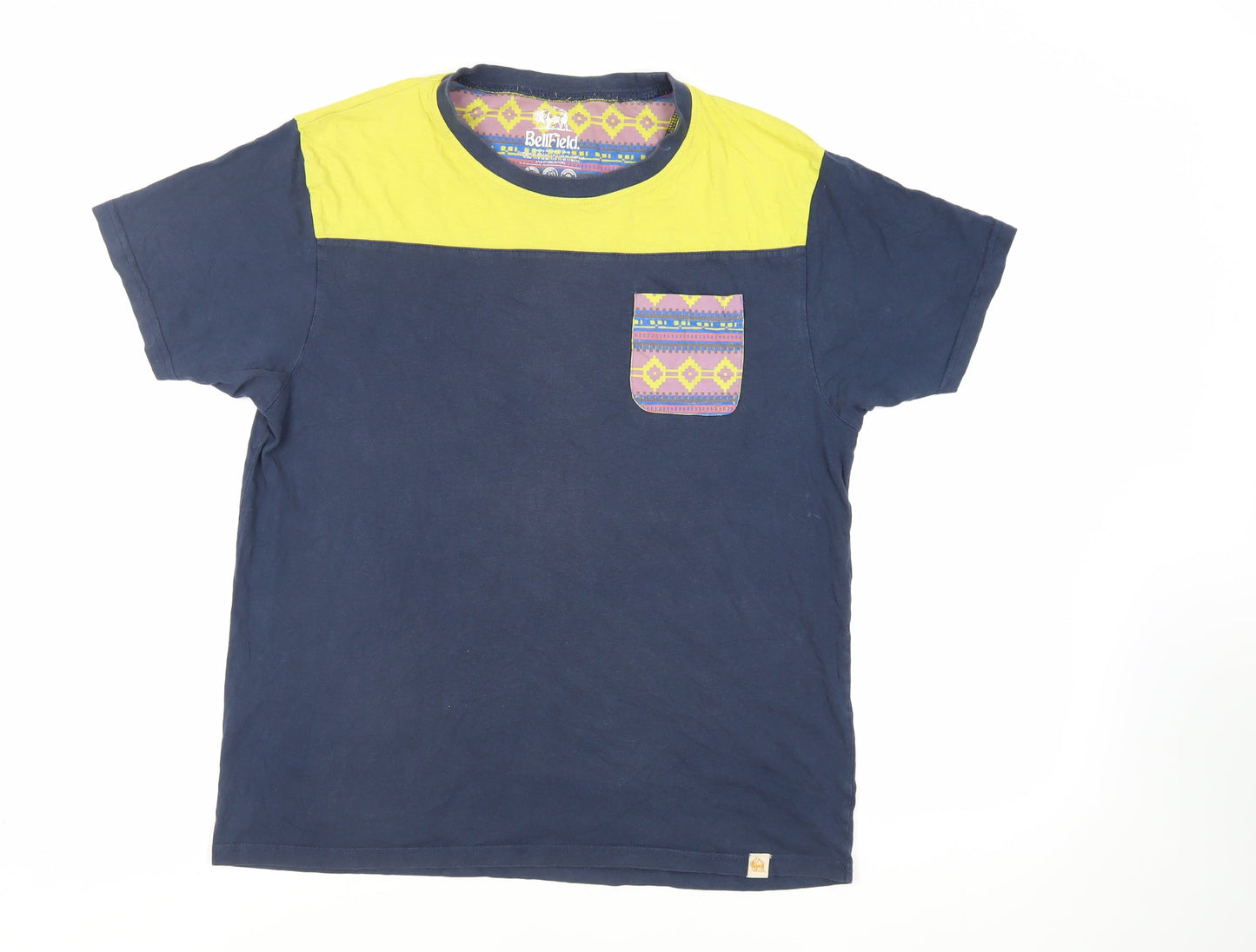 Bellfield Mens Blue Cotton T-Shirt Size XL Crew Neck