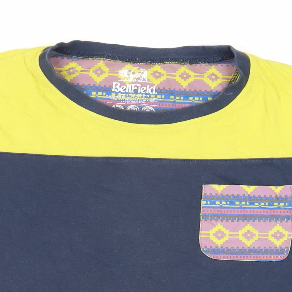 Bellfield Mens Blue Cotton T-Shirt Size XL Crew Neck