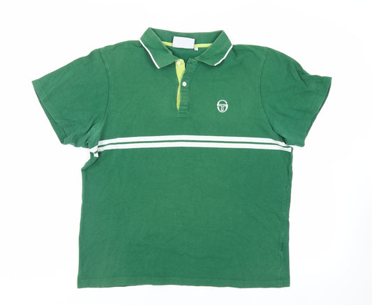 Sergio Tacchini Womens Green Cotton Basic Polo Size XL Collared - Logo