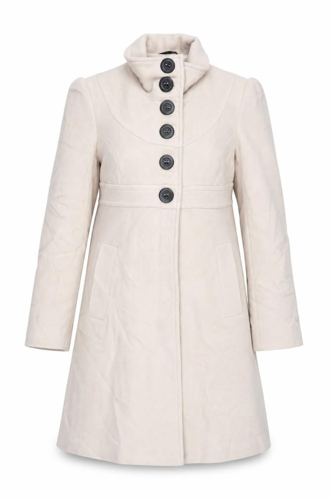 NEXT Womens Beige Pea Coat Coat Size 10 Button