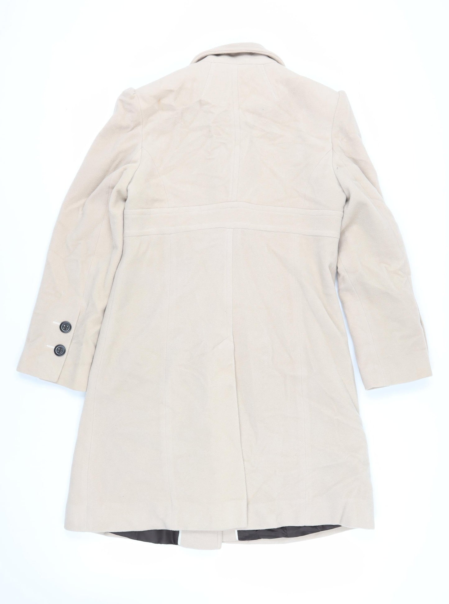 NEXT Womens Beige Pea Coat Coat Size 10 Button