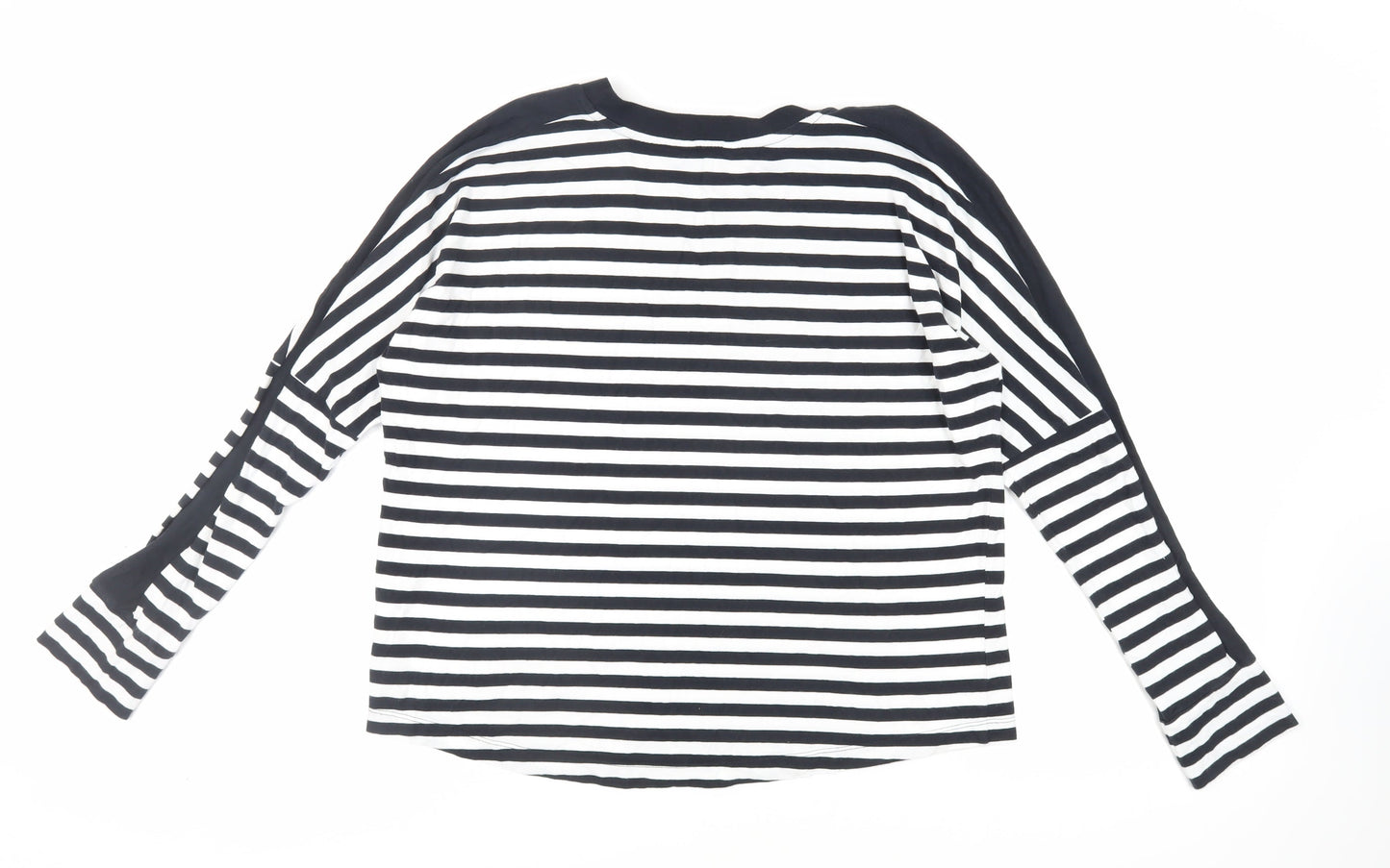 NEXT Womens Black Striped Cotton Basic T-Shirt Size M Crew Neck