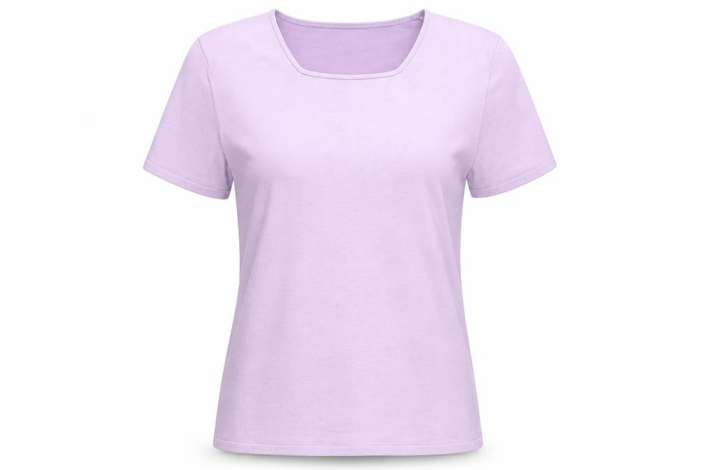 Cavita Womens Purple Viscose Basic T-Shirt Size M Square Neck