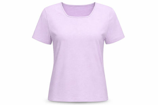 Cavita Womens Purple Viscose Basic T-Shirt Size M Square Neck