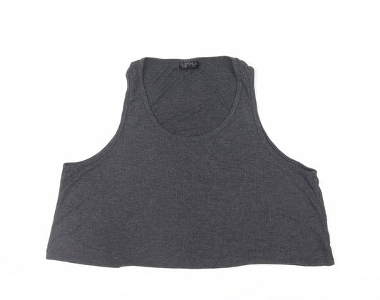 Topshop Womens Grey Viscose Cropped Tank Size 16 Scoop Neck