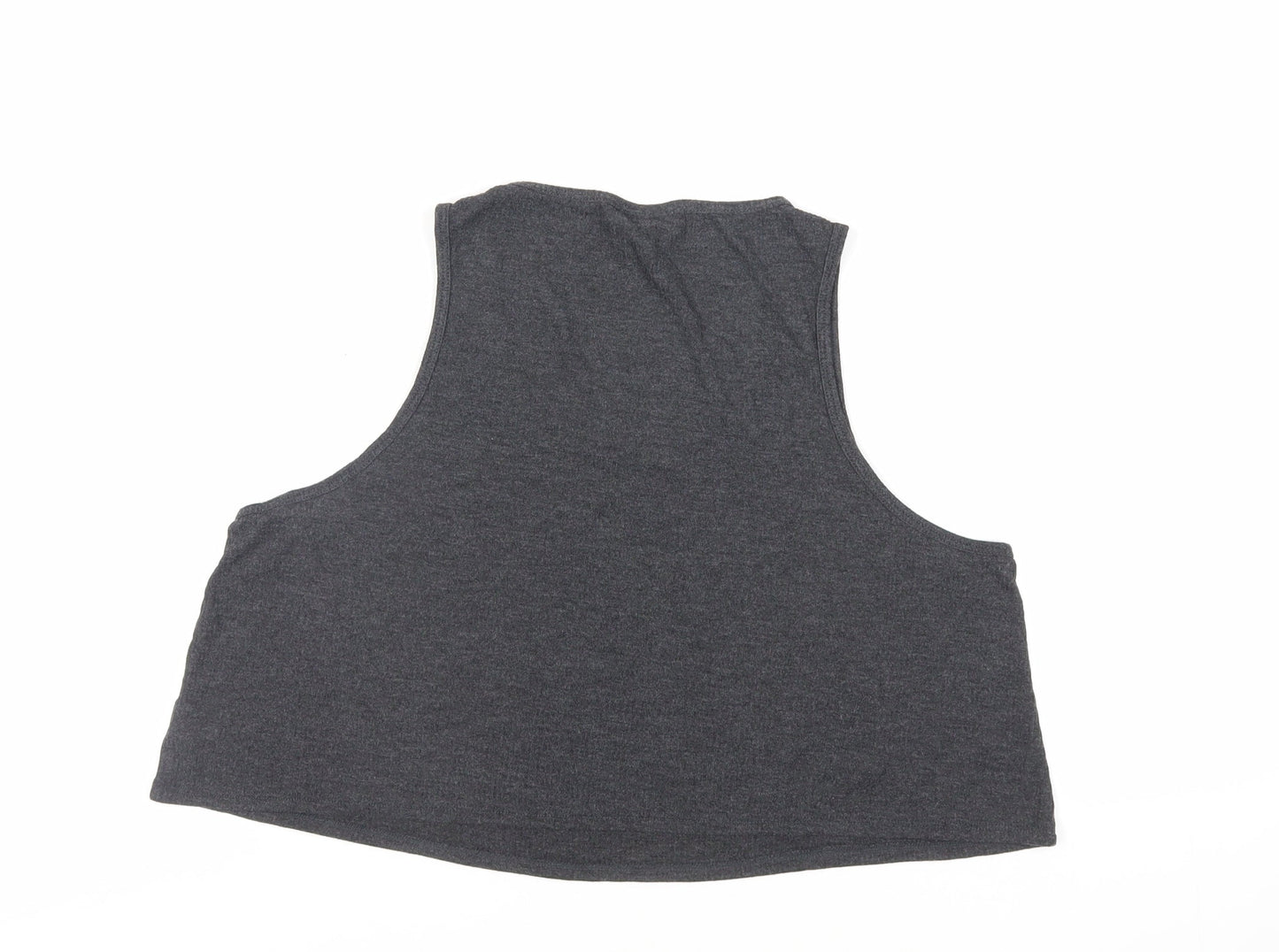 Topshop Womens Grey Viscose Cropped Tank Size 16 Scoop Neck