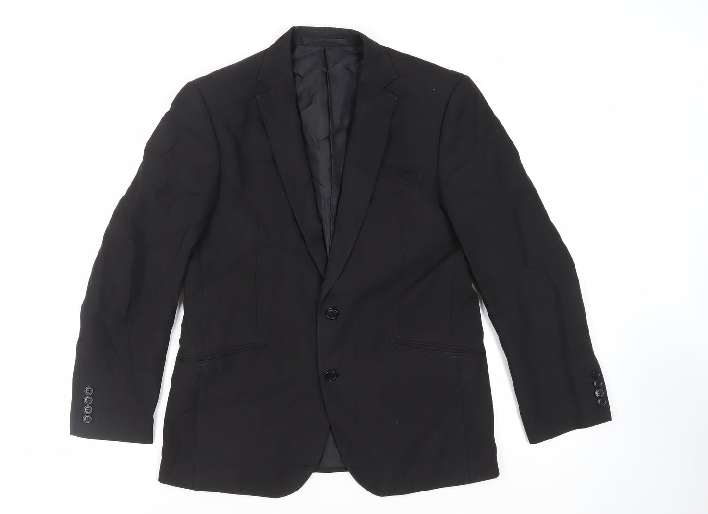 Marks and Spencer Mens Black Polyester Jacket Suit Jacket Size 40 Regular