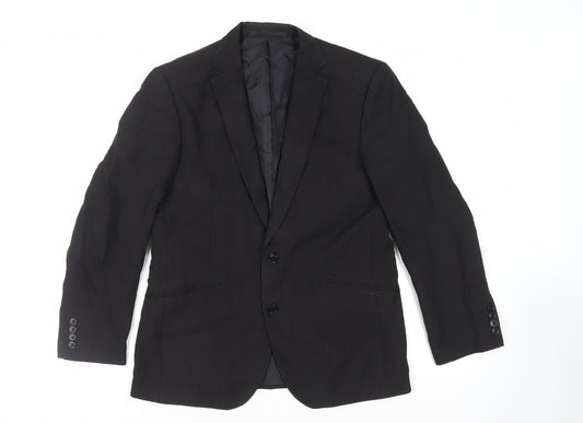 Marks and Spencer Mens Black Polyester Jacket Suit Jacket Size 40 Regular