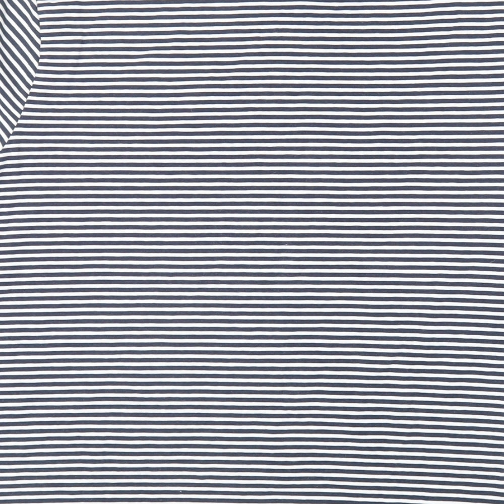 Marks and Spencer Womens Blue Striped Cotton Basic T-Shirt Size 14 Crew Neck