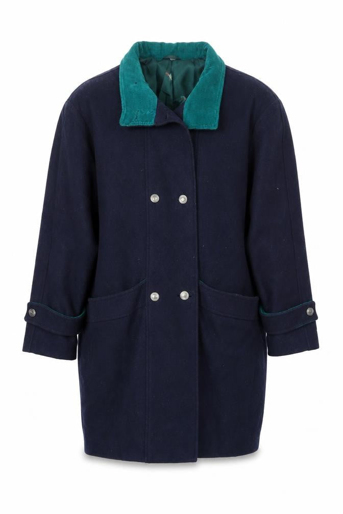 Miss Smith Womens Blue Overcoat Coat Size 14 Button - Vintage