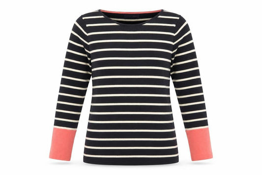 Marks & Spencer Womens Blue Round Neck Striped Cotton Pullover Jumper Size 8