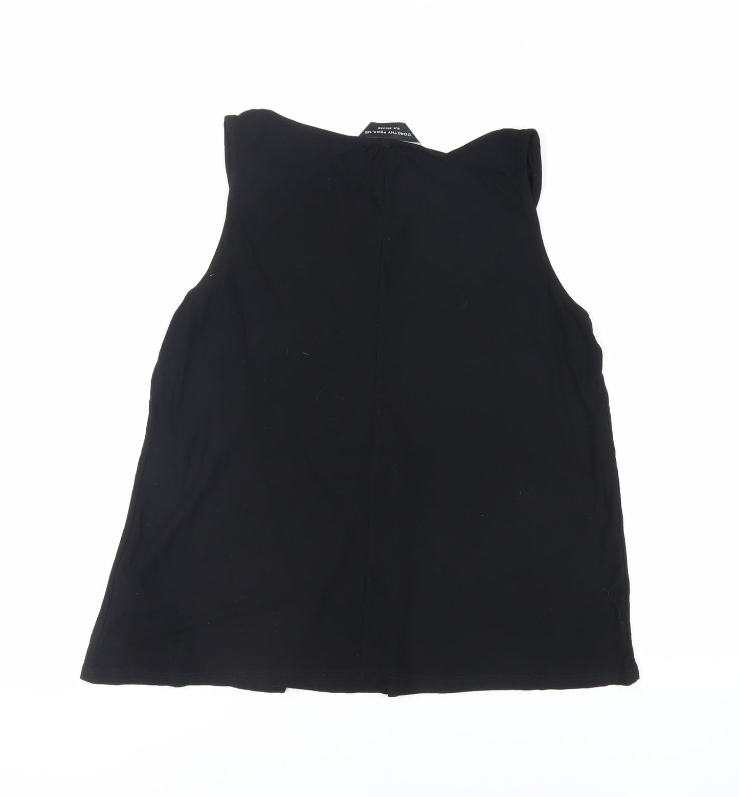 Dorothy Perkins Womens Black Cotton Basic Tank Size 8 Round Neck - Lace Detail
