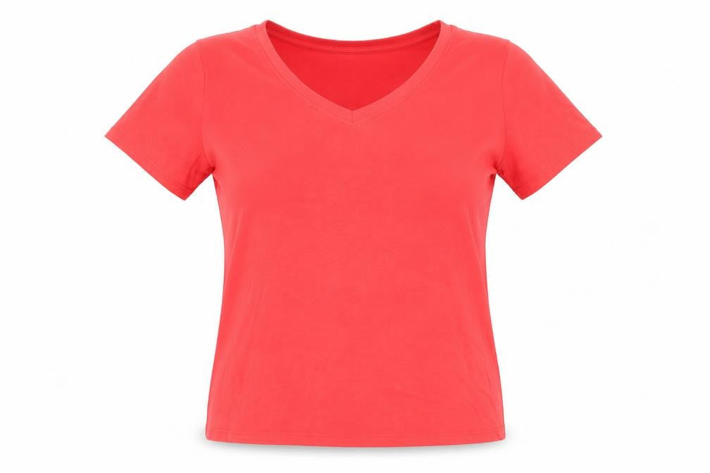New Look Womens Red Polyester Basic T-Shirt Size 10 V-Neck