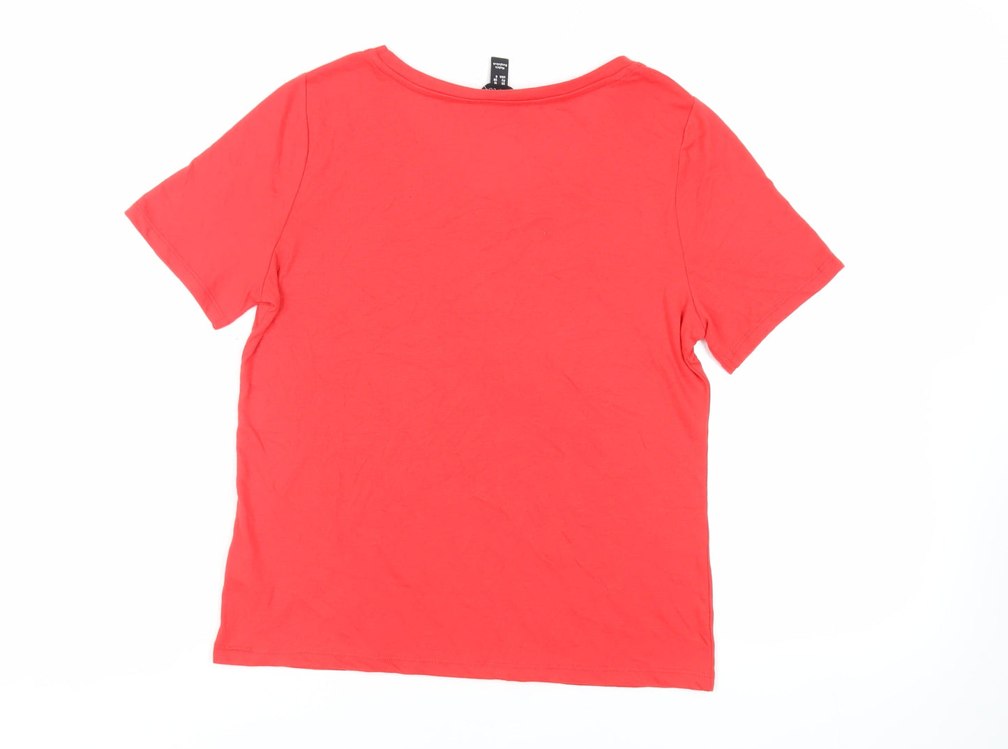 New Look Womens Red Polyester Basic T-Shirt Size 10 V-Neck