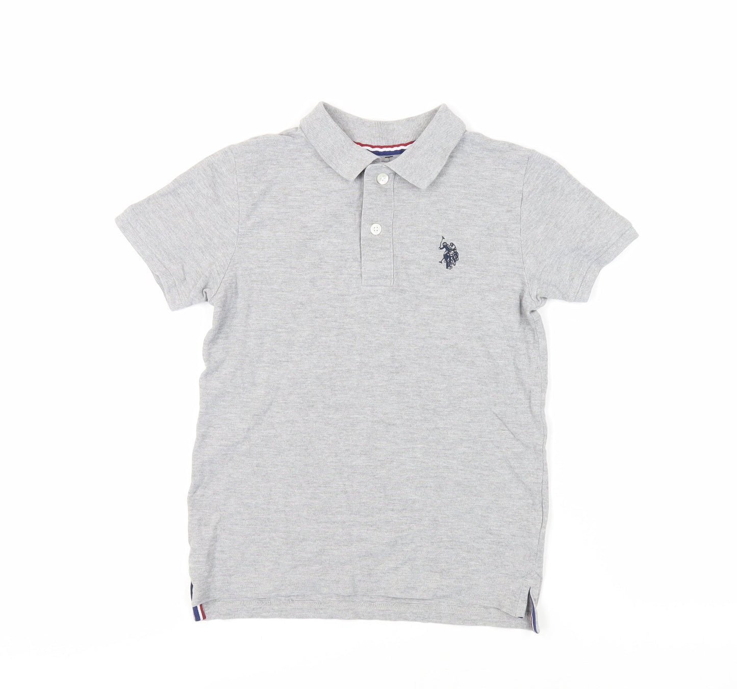 US Polo Assn. Boys Grey Cotton Basic Polo Size 8-9 Years Collared Button - Logo