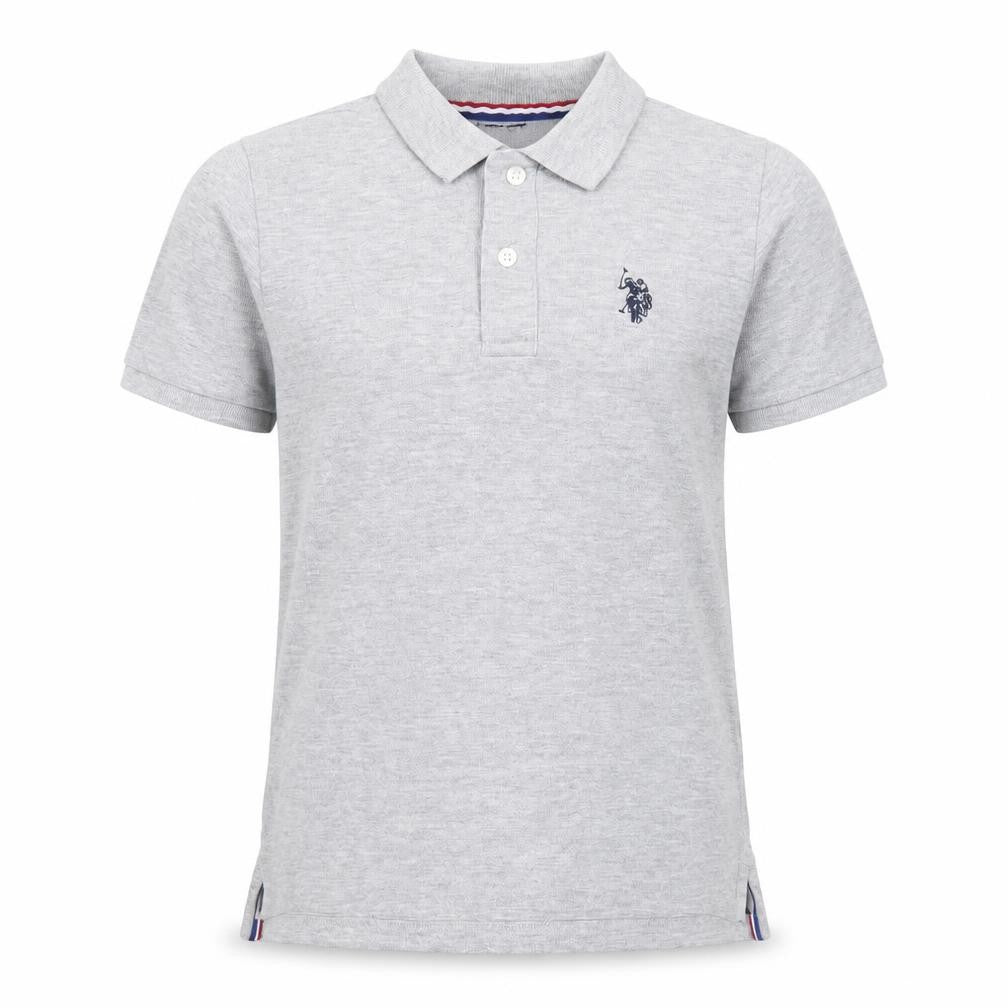 US Polo Assn. Boys Grey Cotton Basic Polo Size 8-9 Years Collared Button - Logo