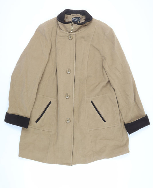 Debenhams Womens Beige Overcoat Coat Size 18 Button