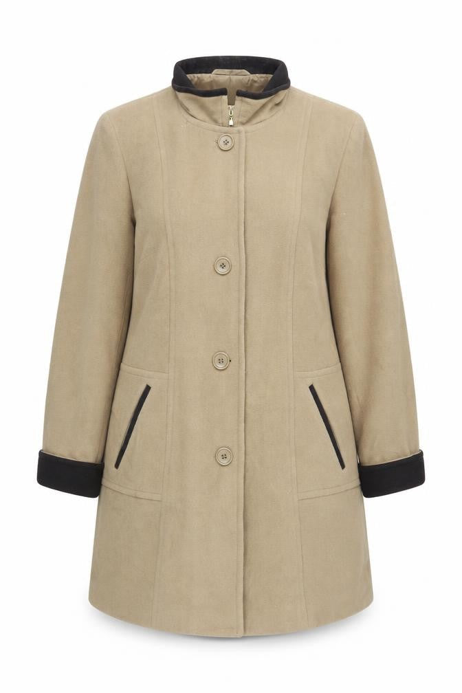Debenhams Womens Beige Overcoat Coat Size 18 Button