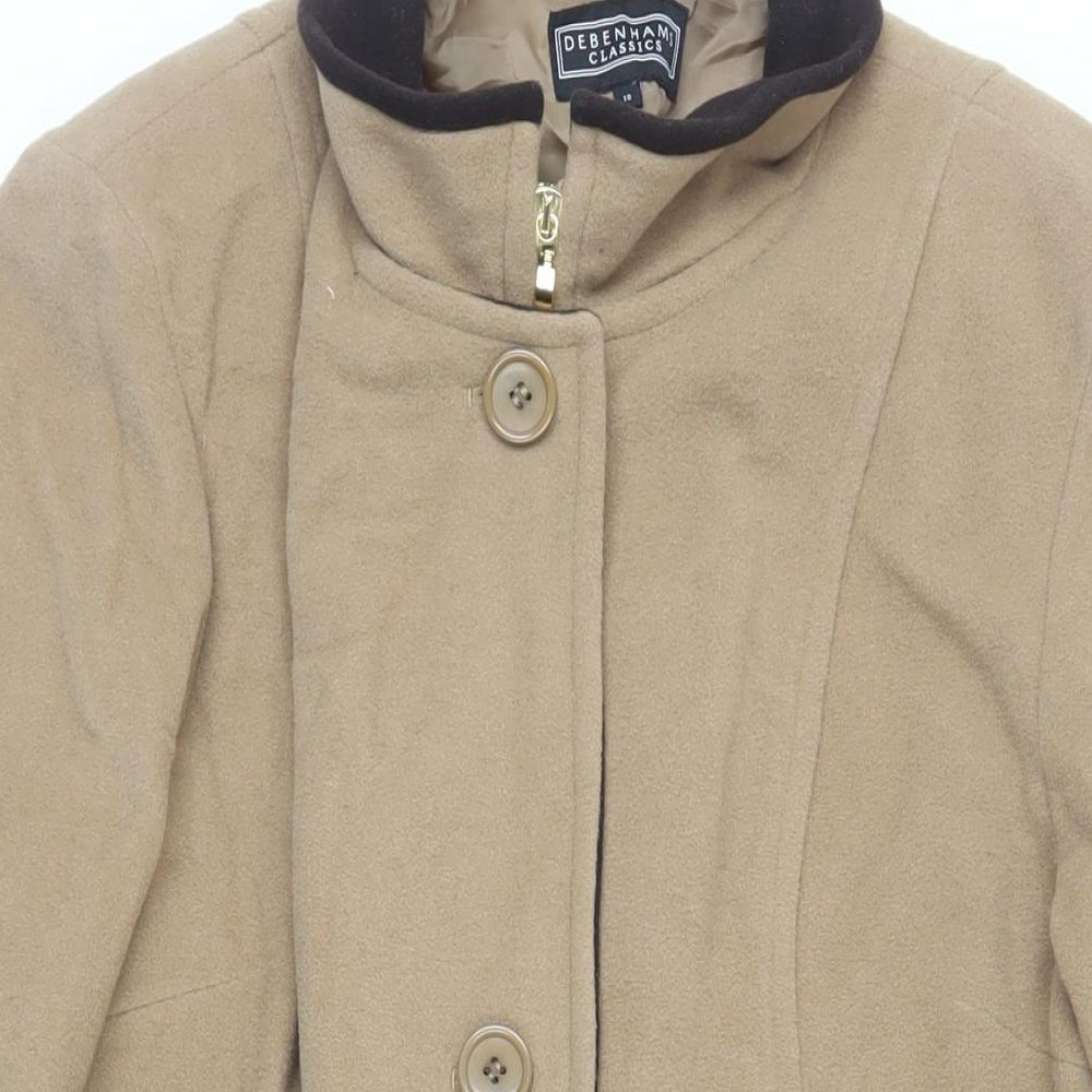 Debenhams Womens Beige Overcoat Coat Size 18 Button