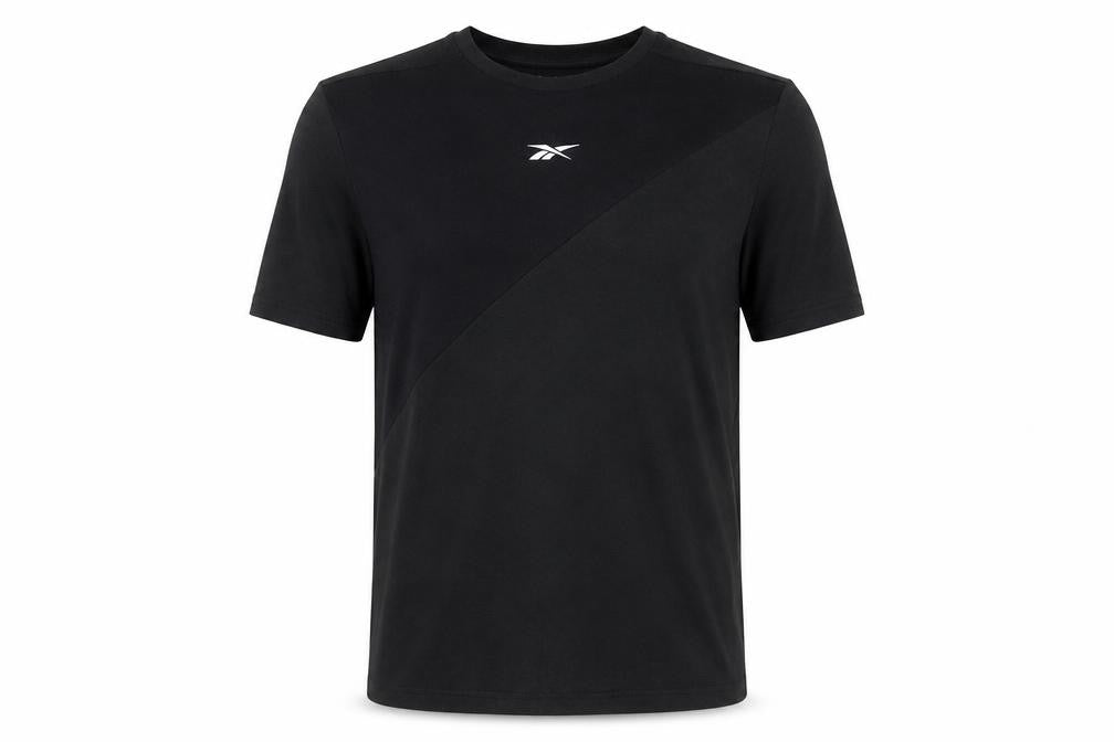 Reebok Mens Black Polyester T-Shirt Size S Crew Neck - Logo