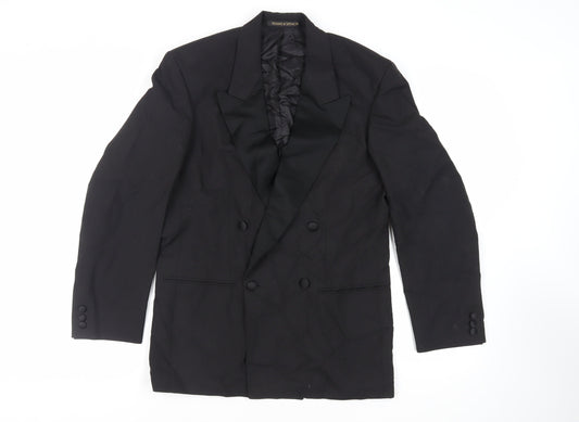 Marks and Spencer Mens Black Polyester Tuxedo Suit Jacket Size 36 Regular