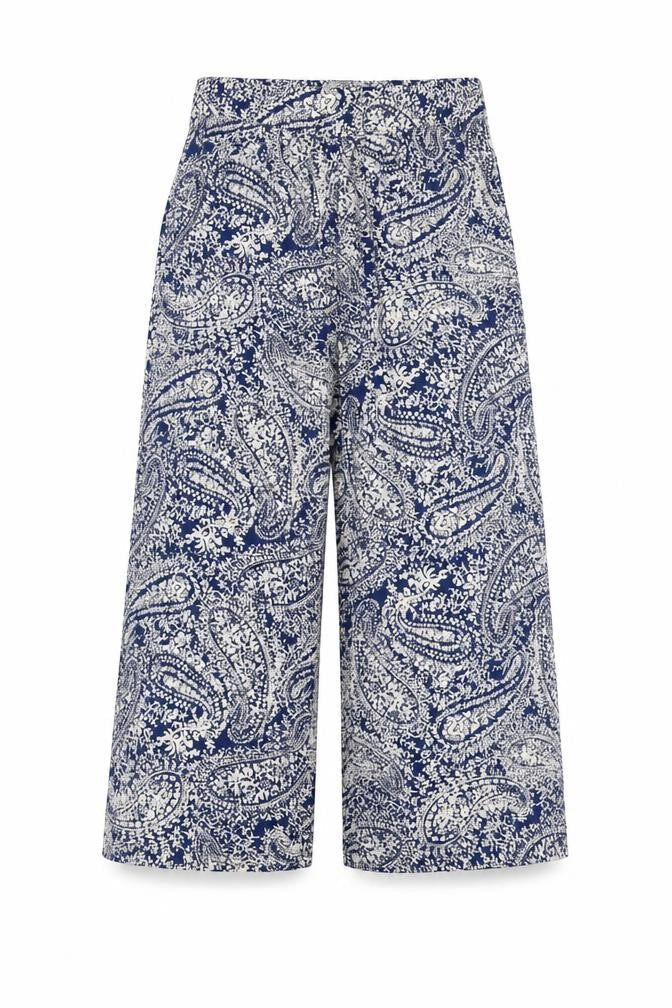 Louche Womens Blue Geometric Polyester Trousers Size 12 L25 in Regular