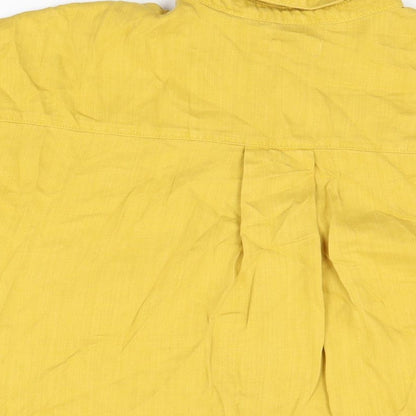Sneak Peek Womens Yellow Lyocell Basic Button-Up Size S Collared